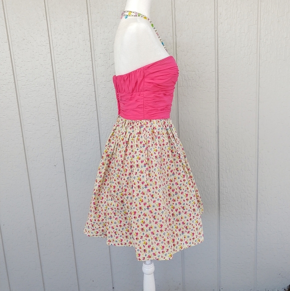 Betsey Johnson VTG Pink Floral Dress w Tulle Skirt - Picture 3 of 8